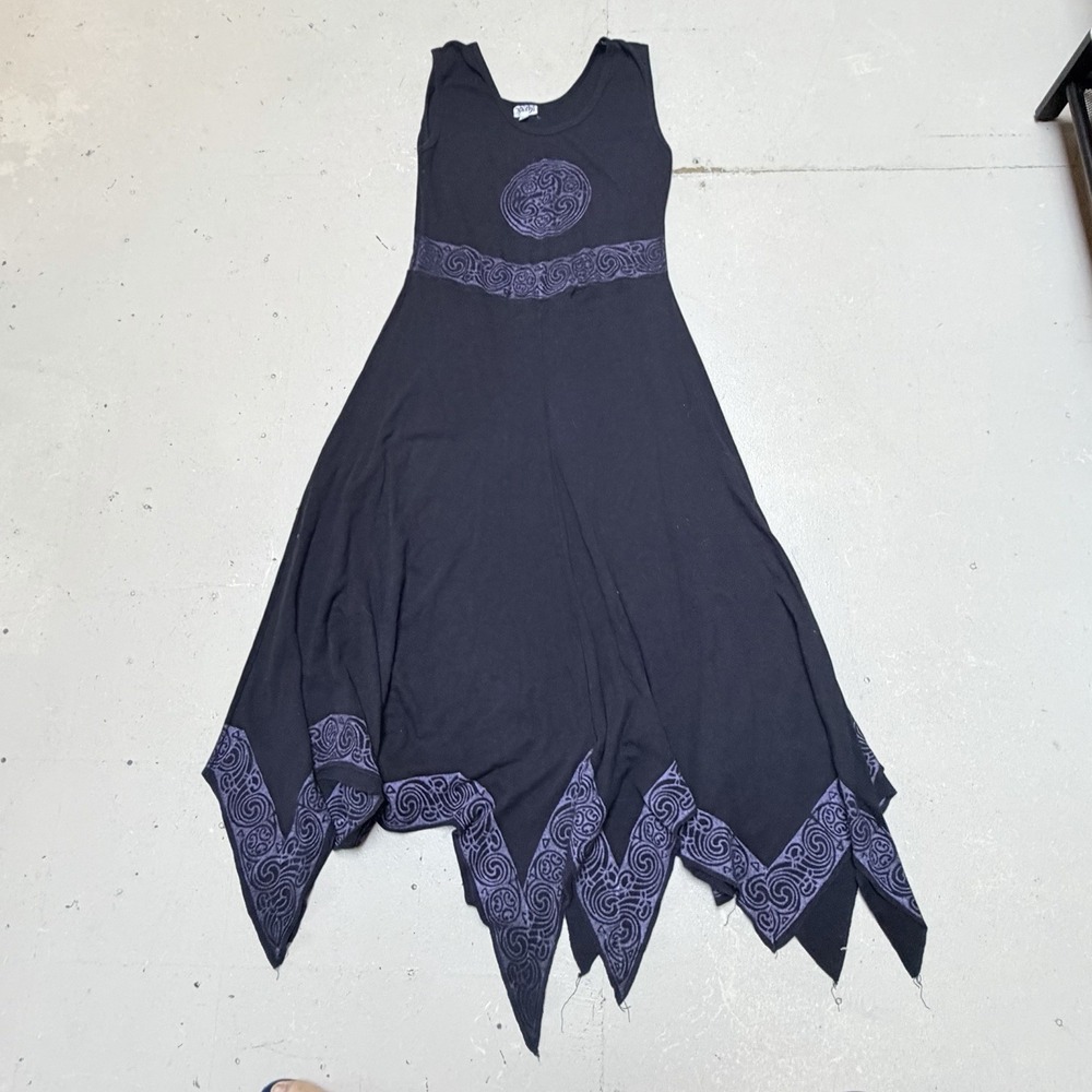 Boho Handkerchief Hem Dress Womens Medium Lagenlook Festival Party Whimsy Flowy